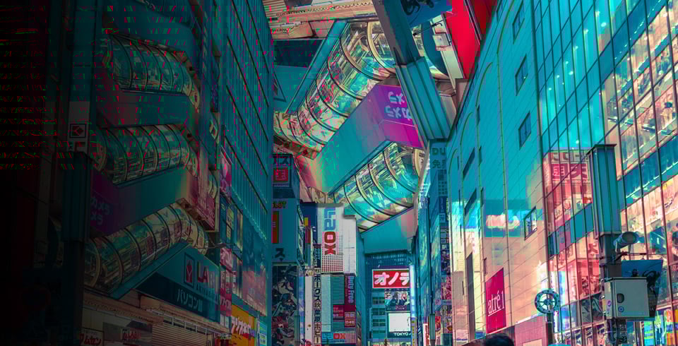 Agency solution hero image featuring Japanese street ads